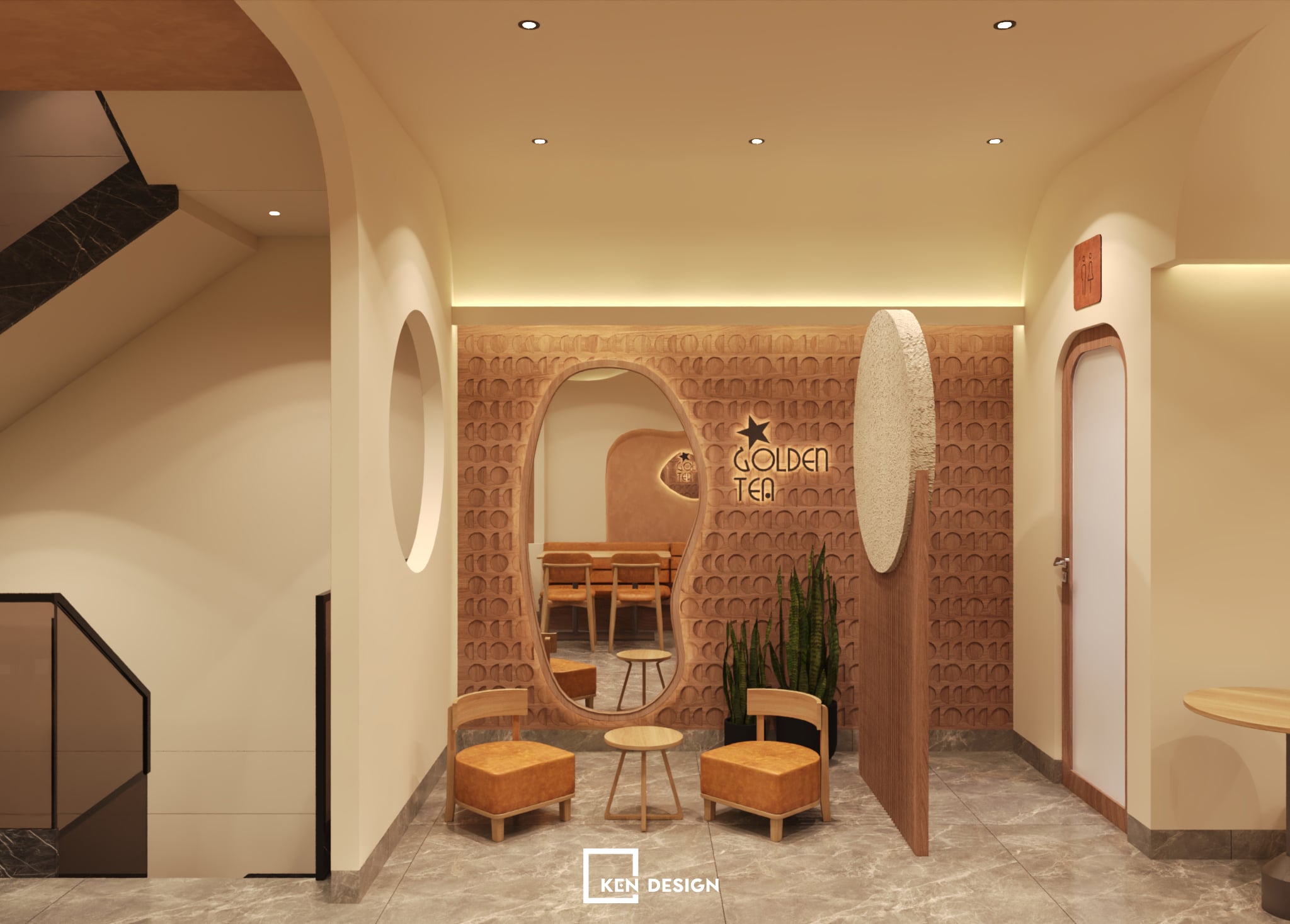 Thiết kế quán Golden tea & coffee tại Hưng Yên